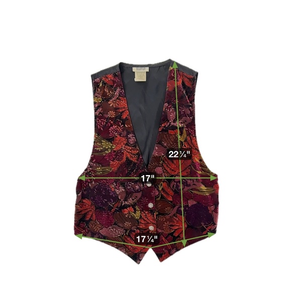 VTG 90s Velvet Burnout Floral Tapestry Vest Whimsygoth Colorful Bold Size M - Picture 7 of 7
